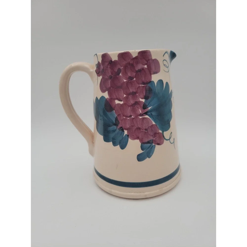 Lamas Italian Pottery Pitcher With Grapes Design Grapevine‎